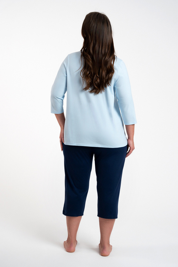 Arietta Дамска пижама с 3/4 ръкав и 3/4 панталон Италианска мода - синя 