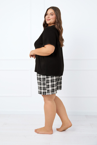 Klara Дамска пижама с къс ръкав и къс панталон Италианска мода - черно/принт 