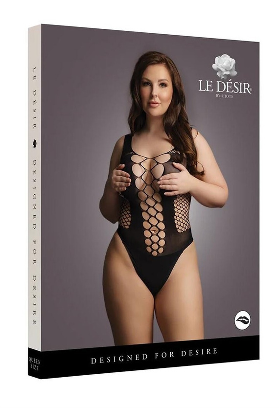 Body DES019 Le Désir черно боди с изрязвания и деколте S-L, XL-4XL
