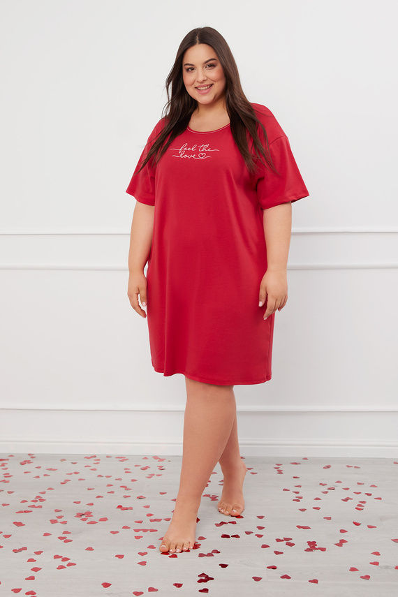 Нощница с къс ръкав Evora Италианска мода - червена 