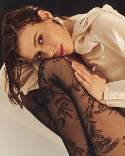 Флорален чорапогащник 20 den Gabriella - nero