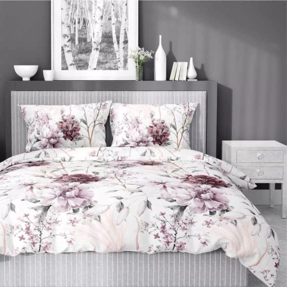 5222 B Спално бельо от прахово розов сатен на светъл фон Detexpol