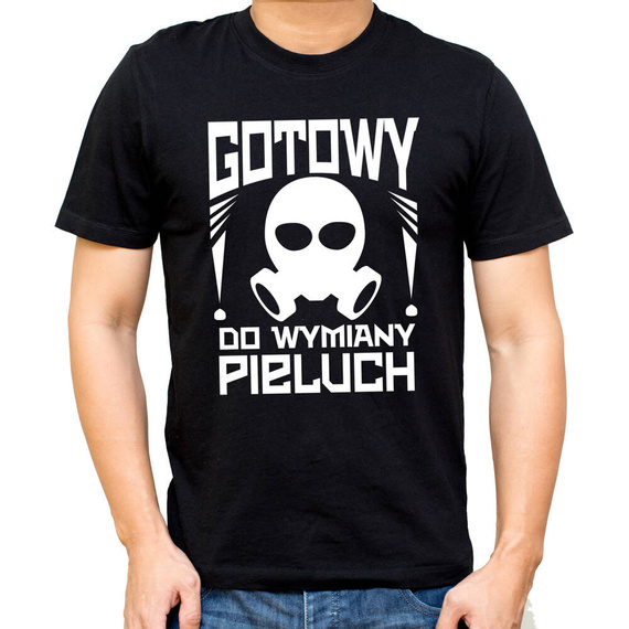 SKU M27 "Ready to Change Diapers" Moocha New Dad T-Shirt, черна