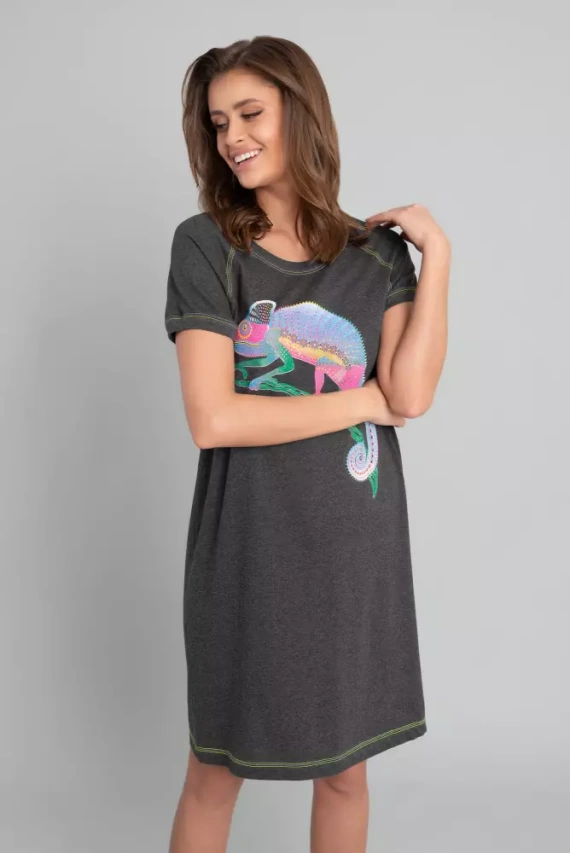 Volta нощница с къс ръкав Италианска мода - тъмен меланж/зелено