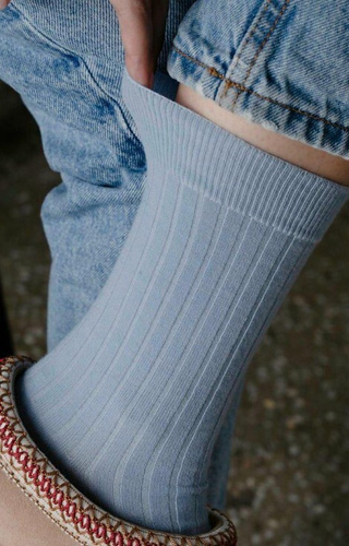 ART.130 Естествена мериносова вълна Дамски чорапи Steven blue - райе, безшевни, топли
