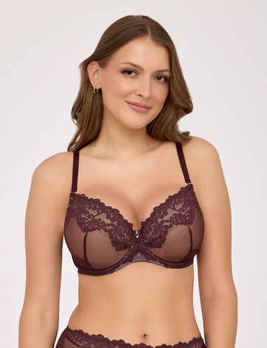 Сутиен push-up Ava 2232 Chocolate Brown с дантела и банели
