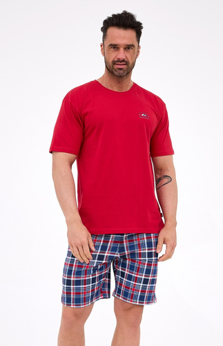 Мъжка пижама Cornette 326/313 Ready 4 бордо - памучна, къс ръкав, удобна и стилна
