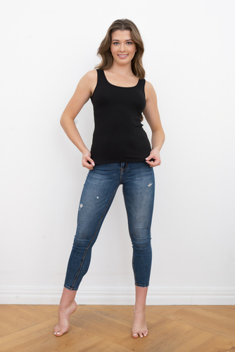 Ibiza Дамска риза с широки рамене Италианска мода - черна