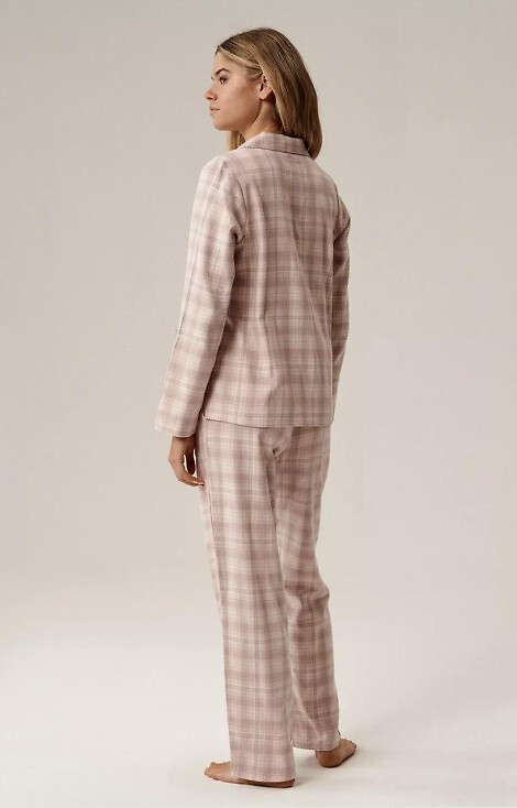 NLP-505 Дамска пижама Atlantic Lavender - фланелена, с копчета, карирана, памучна