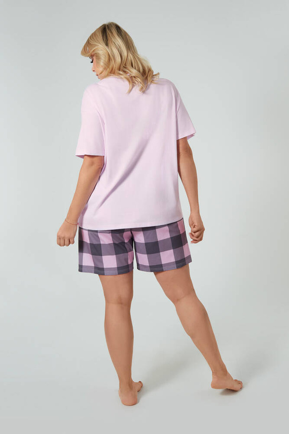 Kayo Дамска пижама с къс ръкав, къси панталони Италианска мода - розово/принт