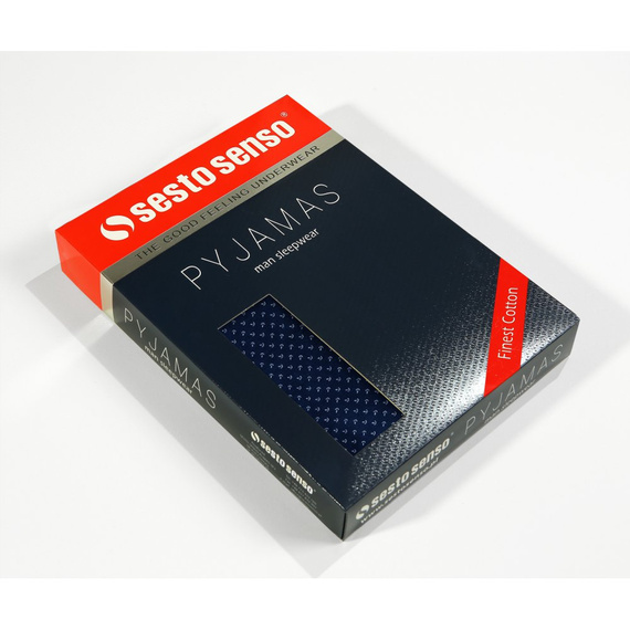 Мъжка пижама с цип с къс ръкав Sesto Senso - тъмносини котви