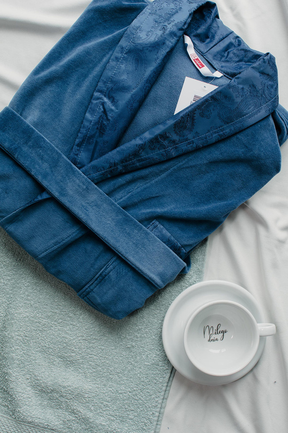 868 Благороден мъжки велурен халат De Lafense - елегантен, мек, първокласен, деним