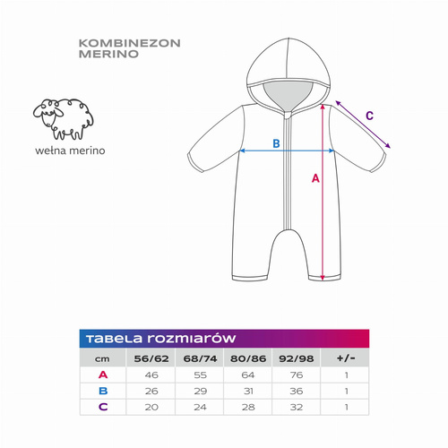 Бебешки гащеризон от мериносова вълна Eevi – тъмносин, мек и дишащ
