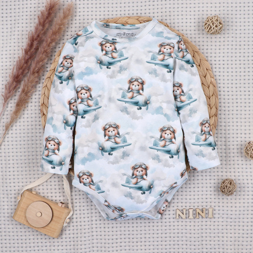 NINI ABN-5746/JSZ бебешко боди 100% бамбук Baby Bear Pilot с копчета