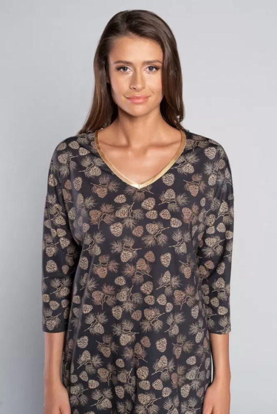 Pinnia Дамска пижама с 3/4 ръкав, 3/4 панталон Италианска мода - принт/графит 