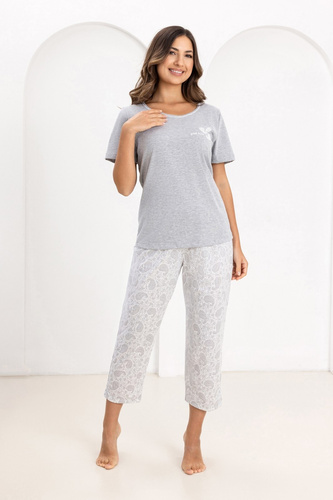 Дамска пижама Regina 729 от 100% памук – къс ръкав и панталон 7/8