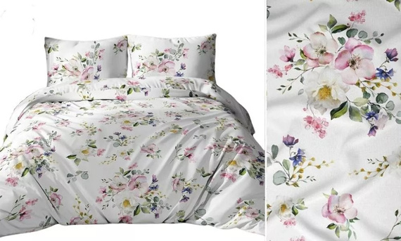 3254 B Памучно спално бельо Karo, бяло, зелено