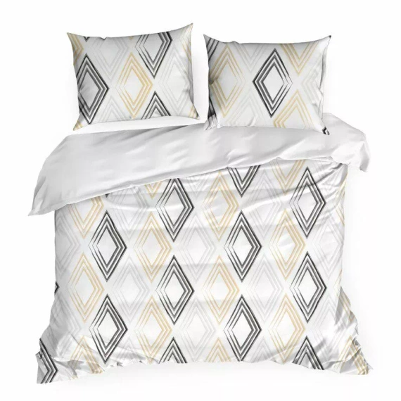 Пролет 35 геометрия сатен спално бельо Евро пердета бяло/жълто