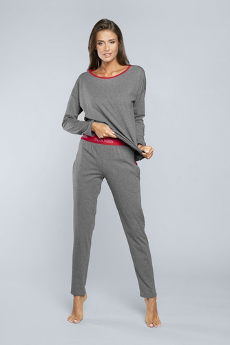 Акцент Дължина на дамската пижама. ръкав, дължина. панталони Italian Fashion - тъмен меланж 