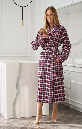 2511 Roxy L&L дамски халат червен – дълъг, от памучна фланела