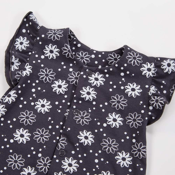 Гащеризон за момиче EEVI - графит на цветя, 100% памук