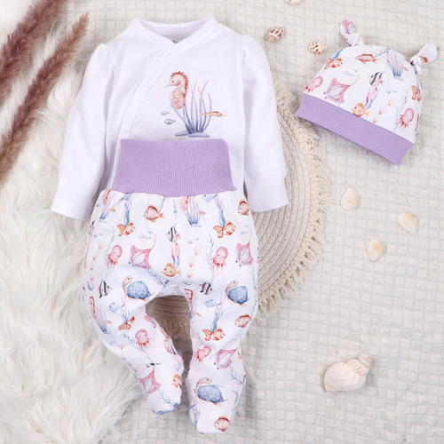 ABN-5472 Боди с дълги ръкави Underwater World Nini бяло – органичен памук, за бебета