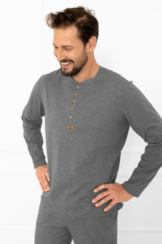 Мъжка пижама Gordo - класически памук, поло и панталон с джобове Италианска мода - меланж 