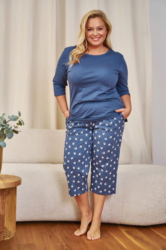 7264 Дамска пижама Plus Size Doctor Nap - наситено синьо