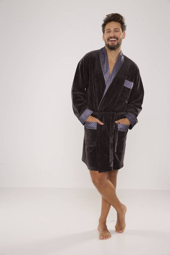 772 Мъжки форекс халат за баня Bonjour - графит