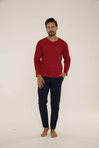 683 Kevin Forex Мъжка пижама - бордо - тъмносиньо