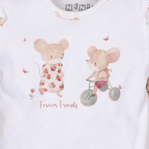 Бебешко боди Nini Little Mouse органичен памук копчета на рамо къс ръкав