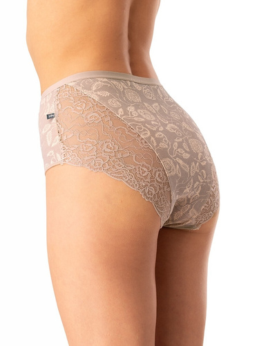 Дамски памучни слипове Key LPF 590 бежови - 2 броя в кутия, дантела отзад