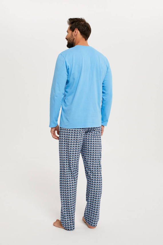 Jaromir Мъжки дълъг ръкав, дълъг панталон Италианска мода - синьо/печат