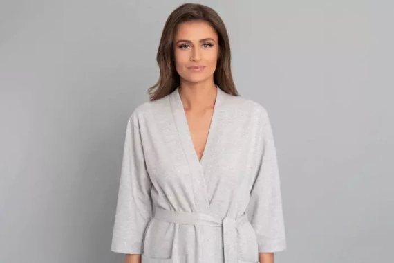 Дамски халат Karla Италианска мода - светъл меланж