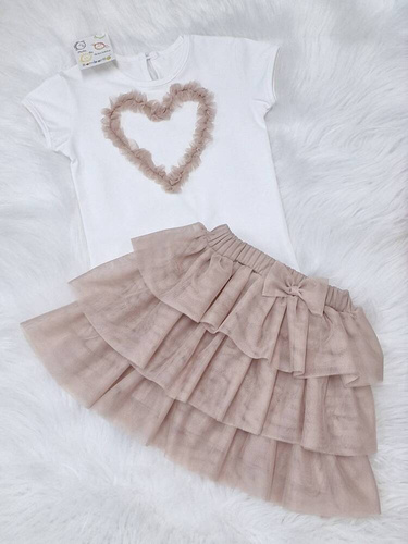 Блуза с къс ръкав Mia Bambarillo, екрю, бежово сърце