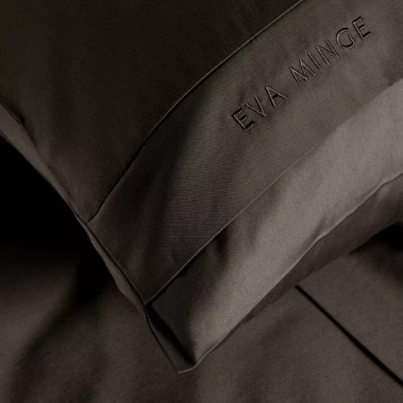 1G Елегантно спално бельо Eva Minge сатен Европердета кафяв | Macosatin 100% памук