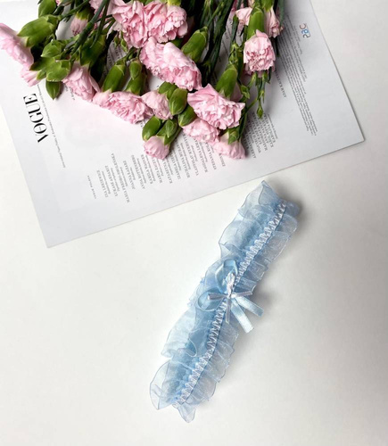 221 Шифонена жартиера De Lafense - светлосиня