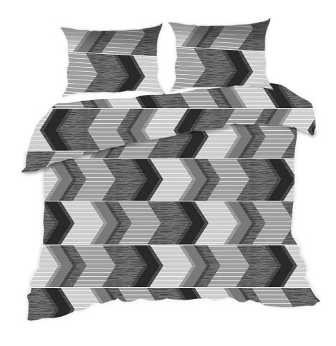 1838N Класическо E24 памучно спално бельо Karo сиво с геометричен принт – 100% памук, издръжливо, цветно, комплект от 2 части