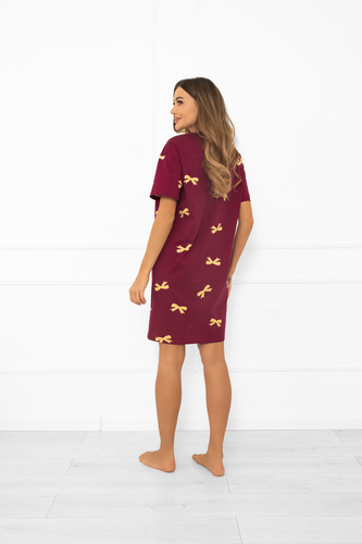 Kwadro Дамска нощница Италианска мода - памук, с къс ръкав, с панделки