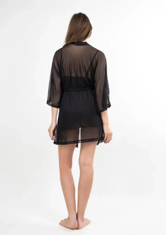 Zora Домашно палто от черен тюл Dkaren | елегантен дамски халат от тюл