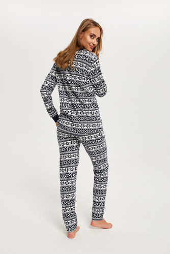 Alaska Дамска пижама с дълъг ръкав и дълъг панталон Италианска мода - принт/зелено