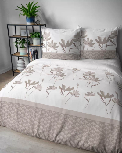 5489 B Detexpol Satin Stories спално бельо сатен бежово 100% памук, сатенена тъкан, цип, подаръчна опаковка