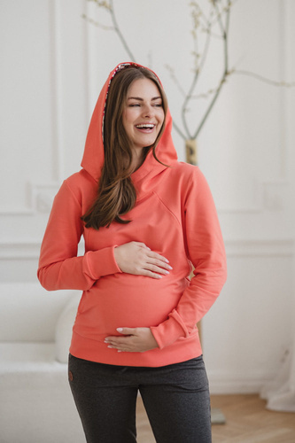 Суичър за кърмачки Milk Please Milk&Love с коралова качулка