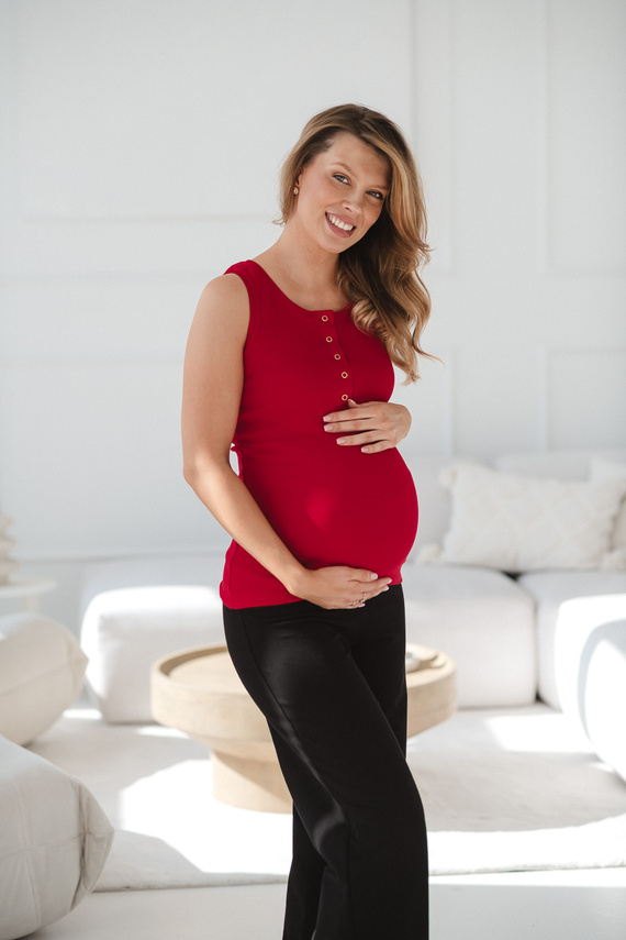 Блуза за бременни и кърмене Tummy Milk&Love рипсена памук red