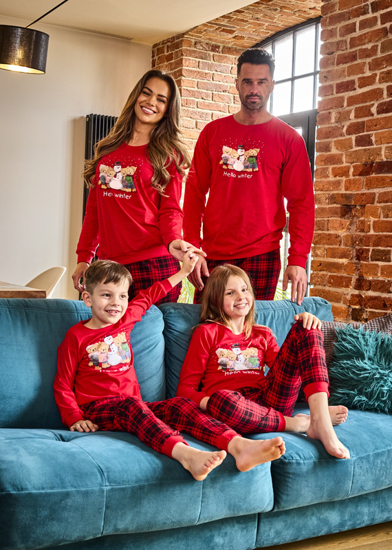 593/171 966/171 Зимна пижама Cornette за момчета - Коледа, Червена, Памучна