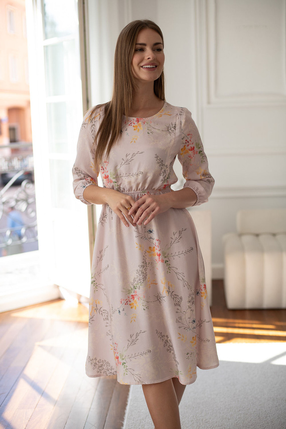 Рокля за бременни Milk&Love за кърмене Lovely Dress Midi с 3/4 ръкав в цветни клонки
