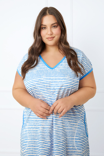 Flota дамска риза с къс ръкав Италианска мода - син принт 