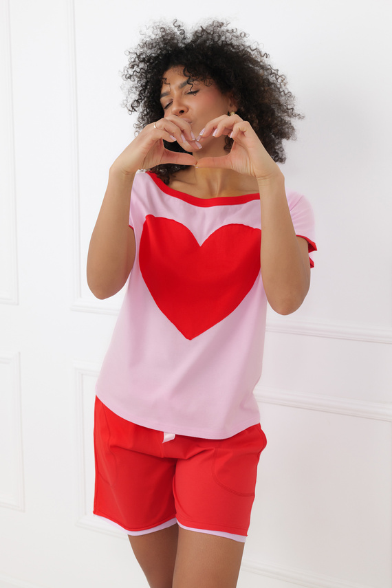 Дамска пижама Sabrina Italian Fashion 100% памук – къс ръкав, шорти