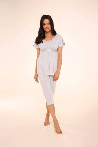 448 Julie Дамска 3/4 пижама - светъл меланж