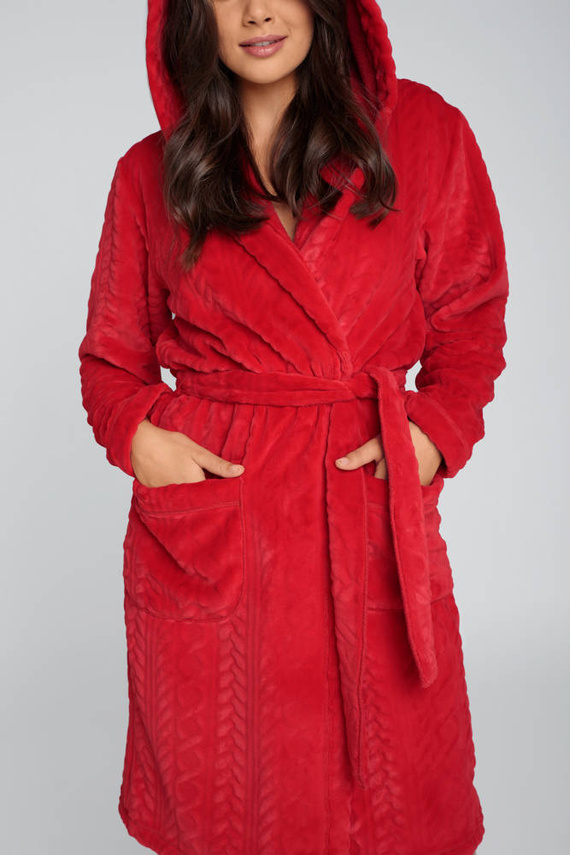 Дамски вълнен халат Zala Италианска мода - червен 